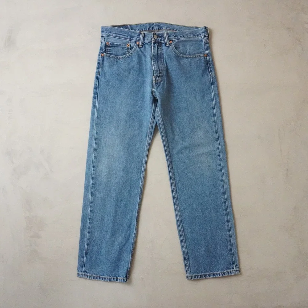 Levis 505 Regular Fit Jeans 34x30 Mens Blue Straight Leg Medium Wash Denim